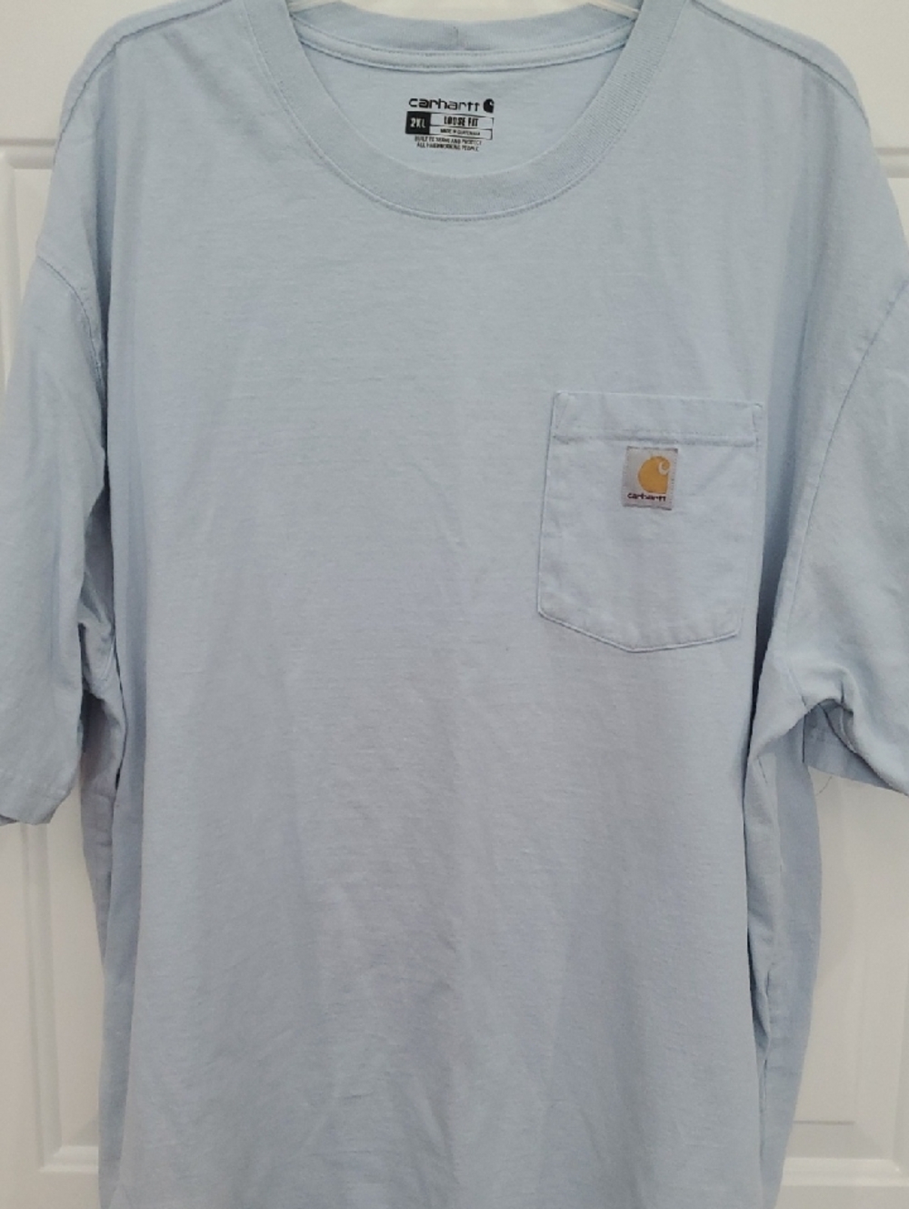 Carhartt Light Blue Loose Fit 2XL  Short-Sleeve Pocket Tee with Logo Patch